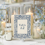 Cartão de lugar de mesa azul floral da Dell<br><div class="desc">Este elegante design de número de assentos apresenta a mesma paleta de cores azul e creme de eterno com um quadro floral vintage, criando um olhar coeso que complementa o tema do seu casamento. Cada número de tabela é exibido de forma destacada em fontes de servidor clássicas para facilitar os...</div>