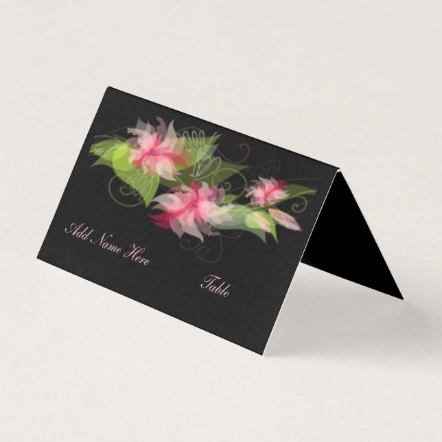 Cartão de lugar de mesa com flor rosa romântica el (Frente)