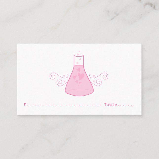 Cartão de lugar de química doce rosa (Frente)