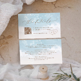 Cartão De Lugar Detalhes de Casamento na Praia com Corações de Are