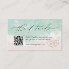 Cartão De Lugar Detalhes do Casamento de Praia do Sand Hearts do S