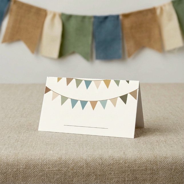 Cartão de lugar do vazio de Bunting com linha de m (Bunting blank place card with handwriting line.)