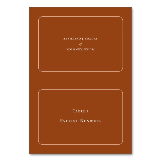 Cartão de Lugar dobrável de Boho Terracotta Simple (Frente)