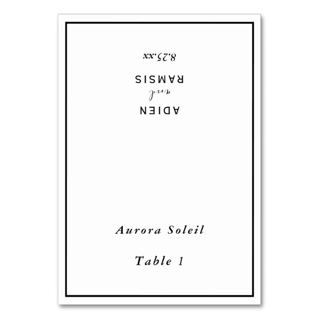 Cartão de Lugar dobrável de Casamento Moderno Eleg (Frente)