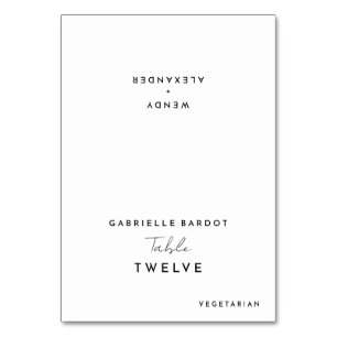 Cartão de Lugar dobrável de Script Moderno Branco