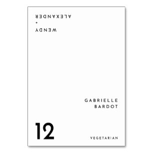 Cartão de Lugar Dobrável para Casamento Branco Mod