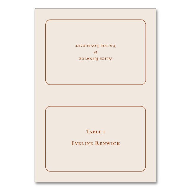 Cartão de Lugar dobrável para casamento simples Bo (Frente)