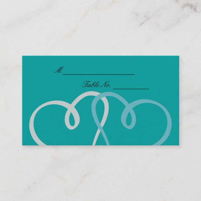 Cartão De Lugar Dois Cartazes de Casamento de Corações (Frente)