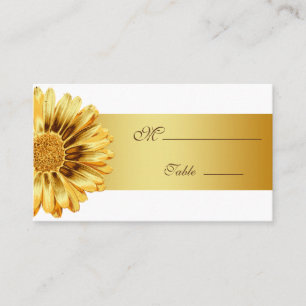 Cartão de Lugar Dourado Gerbera Daisy para Casamen