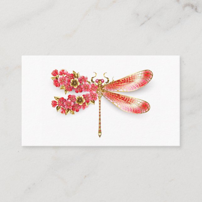 Cartão De Lugar Dragonfly com joalheria sakura (Frente)