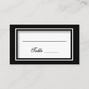 CARTÃO DE LUGAR ELEGÂNCIA PRETA E BRANCA - PLACAS DE COLOCAÇÃO DE