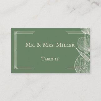 Cartão De Lugar Elegant Sage Green Eucalyptus Wedding Folded Place