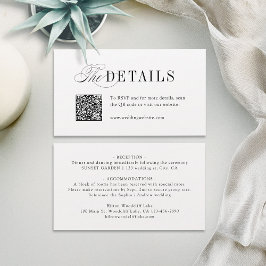 Cartão De Lugar Elegant Timeless Typography Simple Wedding Details