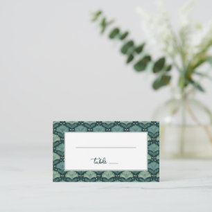 Cartão De Lugar Elegante Botânica em Tons de Azul-Teal