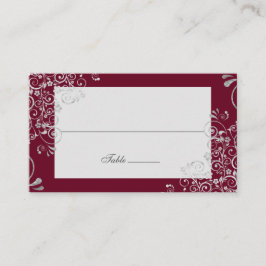Cartão De Lugar Elegante Burgundy Swirl Casamento Longo