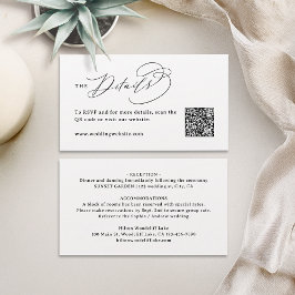 Cartão De Lugar Elegante Código QR de Detalhes de Casamento com Le