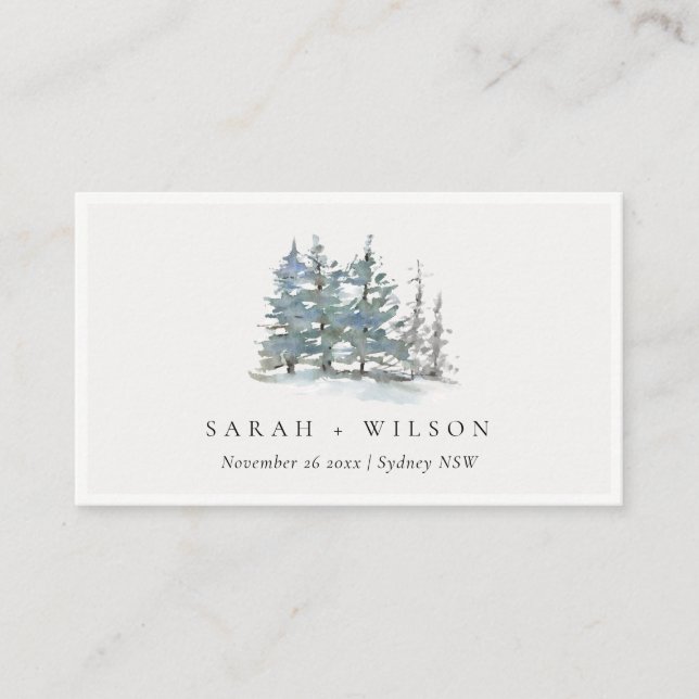 Cartão De Lugar Elegante Rustic Dusky Green Blue Pine Woods Weddin (Frente)