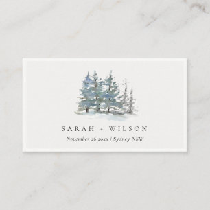 Cartão De Lugar Elegante Rustic Dusky Green Blue Pine Woods Weddin