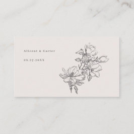Cartão De Lugar Elegante Simples Com Flores De Arte De Linha E Bor