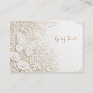 Cartão De Lugar Eleganter Papercut Schmetterling mit Blumenrahmen