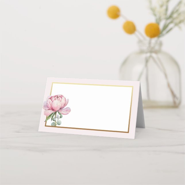 Cartão de lugar em branco floral aquarela elegante (Frente)