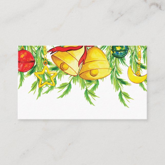 Cartão De Lugar Enfeites de natal de aquarela | Comemorações (Frente)