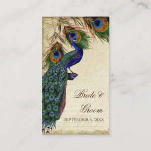 Cartão De Lugar Escolta de Mesa de Casamento de Peacock & Feather