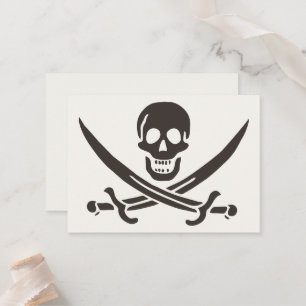 Cartão De Lugar Espadas do Crânio Obsidiana Bandeira pirata de Cal