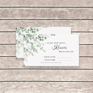 Cartão De Lugar Eucalyptus How Many Kisses Shower Game card