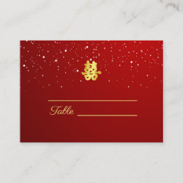 Cartão De Lugar Felicidade dupla do floco de neve vermelho-chinês