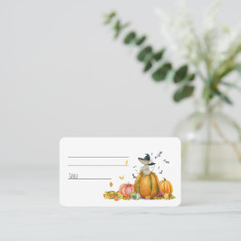 Cartão De Lugar Feliz Halloween Fofa Bruxa Desenho Animado Rato Lu