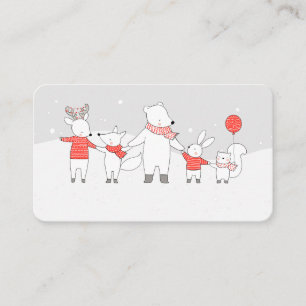 Cartão De Lugar Festa de Férias de Urso Polar e Amigos