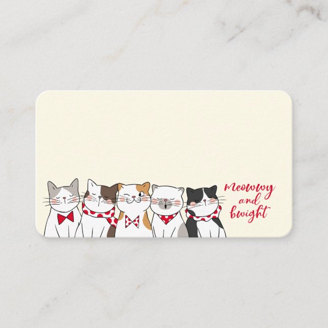 Cartão De Lugar Festa De Gatos Engraçados Para Ser Feriado De Feli (Frente)