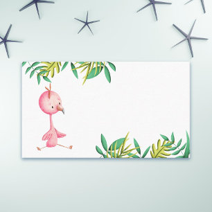 Cartão De Lugar Flamingo Tropical Floral Rosa