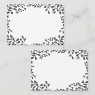 Cartão De Lugar Floral Frame Sweet Boho Flowers Personalizadas B&W
