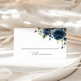Cartão De Lugar Flores Azuis Marinho, Folhagens, Boho, Casamento F