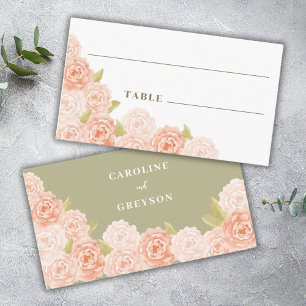 Cartão De Lugar flores de aquarela elegantes