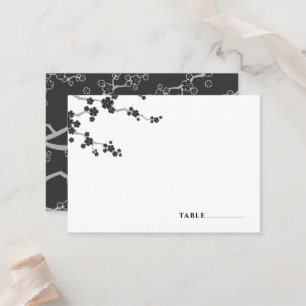 Cartão De Lugar Flores de Sakura Preta Cerejeiras Bodas Zen