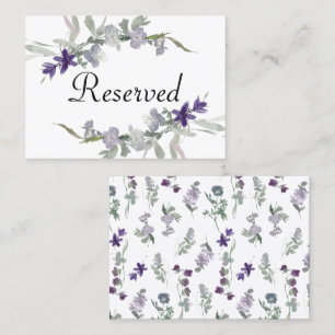 Cartão De Lugar Flores Silvestres de Aquarela Lavanda Floral
