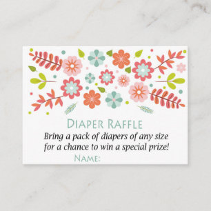 Cartão De Lugar Flowers Fralda Raffle Tickets