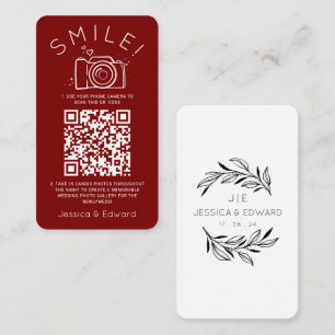 Cartão De Lugar Fotos memoráveis Código Qr Casamento Moderno Chic 