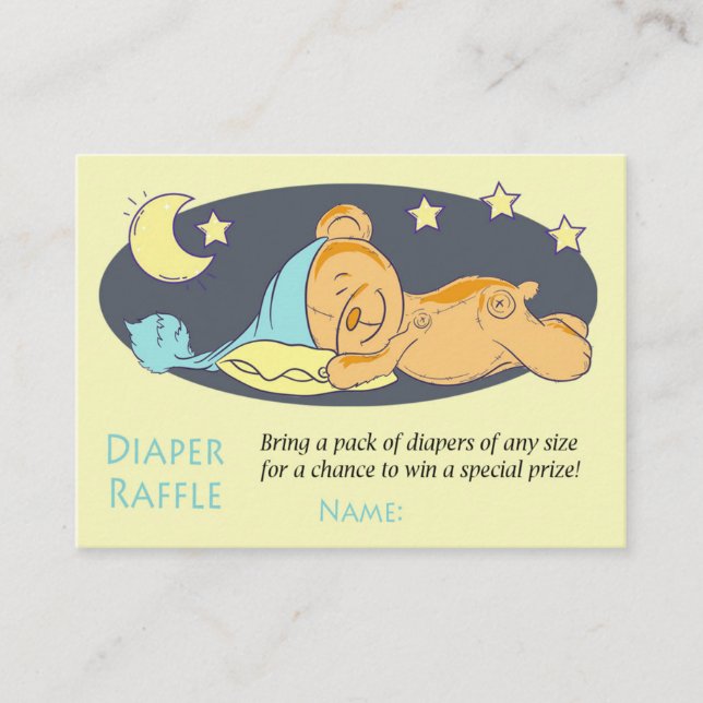 Cartão De Lugar Fralda de ursinho de pelúcia com sono Bilhetes Raf (Frente)
