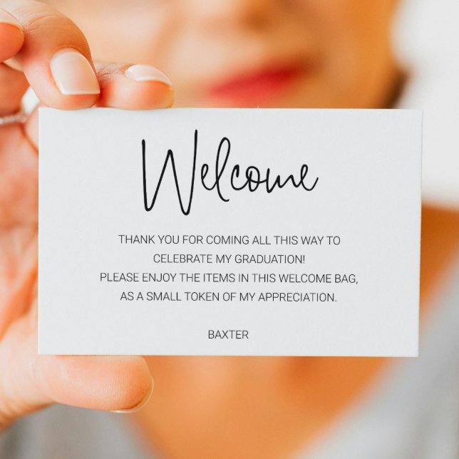 Cartão De Lugar Gift Bag Basket de Boas-vindas à Graduação de Scri (Criador carregado)