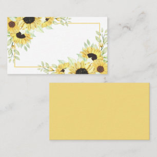 Cartão De Lugar Girassóis Aquarela Amarelo Casamento Floral