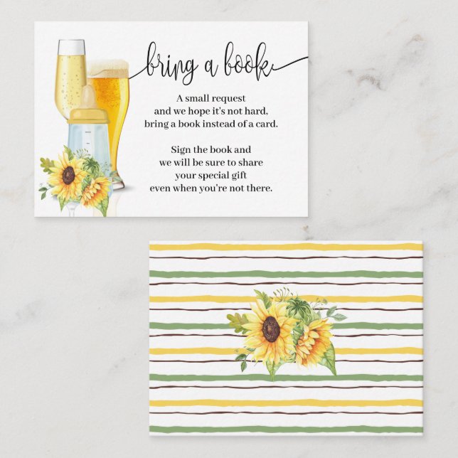 Cartão De Lugar Girassóis Tragam bolhas de livro Chá de fraldas In (Frente/Verso)