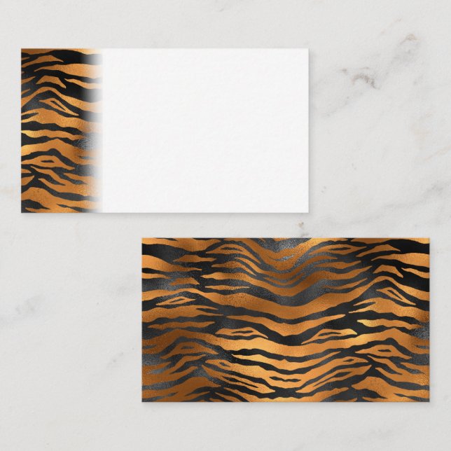 Cartão De Lugar Glamorous Black Brown Tiger Strips Animal Print (Frente/Verso)