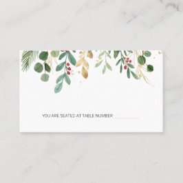 Cartão De Lugar Greenery Foliage Red Berry Casamento de Natal