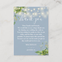 Greenery Lights Dusty Blue Weding Obrigado