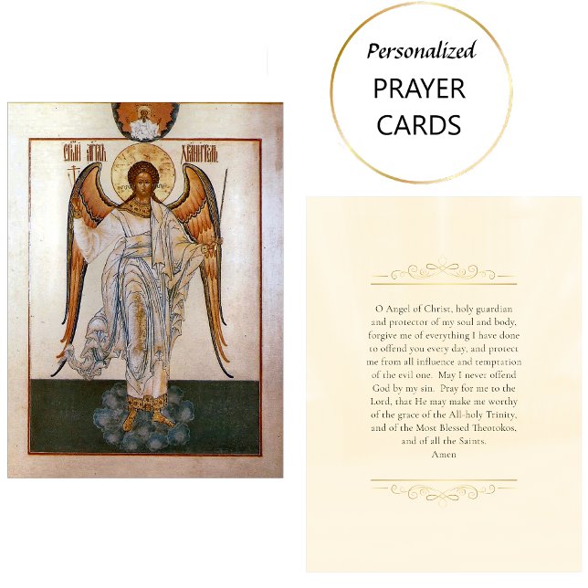 Cartão De Lugar Guardian Angel Prayer Card Orthodox Christian (Criador carregado)
