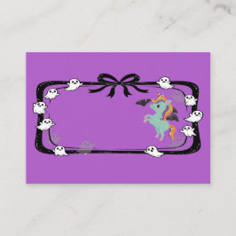 Cartão De Lugar Halloween Unicorn Greeting Bat Purple